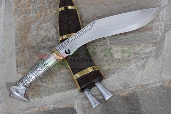 10.5-inch-Chainpure-Special-Carved-Khukuri-Historical-Kukri-Almunium-Handle-Typically-village-kukri-Famous-Nepali-Knife-Handmade-Sharped