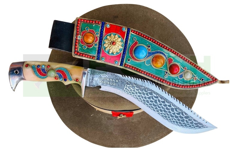 EGKH-12 Inches Blade Dragon Spine Custom Handle store Khukuri-Full Tang, American Eagle Handle-Sharpen- Leaf spring of truck-Ready to use-Nepal