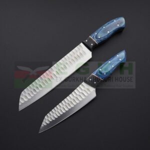 7.5-inch-6.5-inch-Custom-Handmade-D2-Steel-Super-Sharp-Fixed-Blade-Chef-Knives-with-Blue-Handles