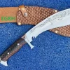 12-Inch-Drakos-Leather-Sheath-Hand-Tooled-Dragon-Scale-Engraving-Custom-KhukuriKnife-Steel-Guard-Pommel