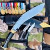 10.25-inch-Authentic-Service-1-Official-Issue-Blade-Military-Kukri-Rat-tail-tang-water-buffalo-horn-handle-Black-leather-sheath-Khukuri