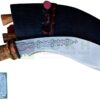 11-inch-Traditional-Carving-Handle-Historic-Khukuri-Rat-tail-tang-Highly-polished-blade-with-Black-Leather-Sheath-Handmade-by-EGKH-in-Nepal