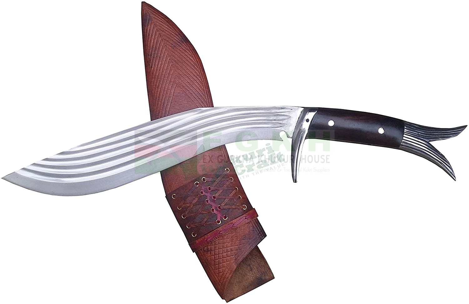 12-inch-Blade-5-fuller-Farmer-Using-Kukri-Handmade-Khukuri-Rosewood-handle-ganjawal-Black-sheath-handmade-in-Nepal