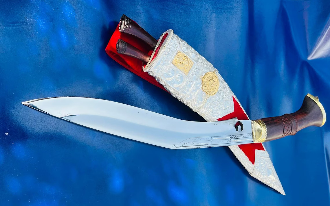 13-inch-ROYAL-Kothimora-Khukuri-Cheetlange-Kukri-Knife-Best-Gift-knives-Fixed-Blades-Silver-Mounted-Sheath-Hand-Made