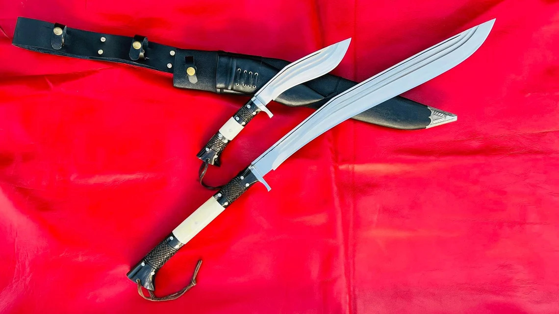 21 inch 2 Chirra (2 Fuller) Siru Sword | Shot Knife | Custom Khukuri with EUK (Extra Utility Kukri)