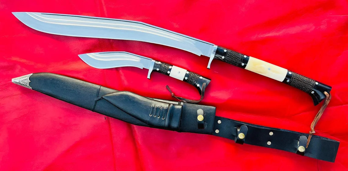 21 inch 2 Chirra (2 Fuller) Siru Sword | Shot Knife | Custom Khukuri with EUK (Extra Utility Kukri)